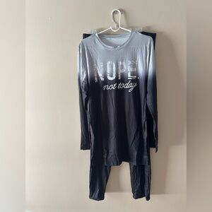 Black and White 'Nope Not Today' Pajama Set Women's Plus Size Size 3X